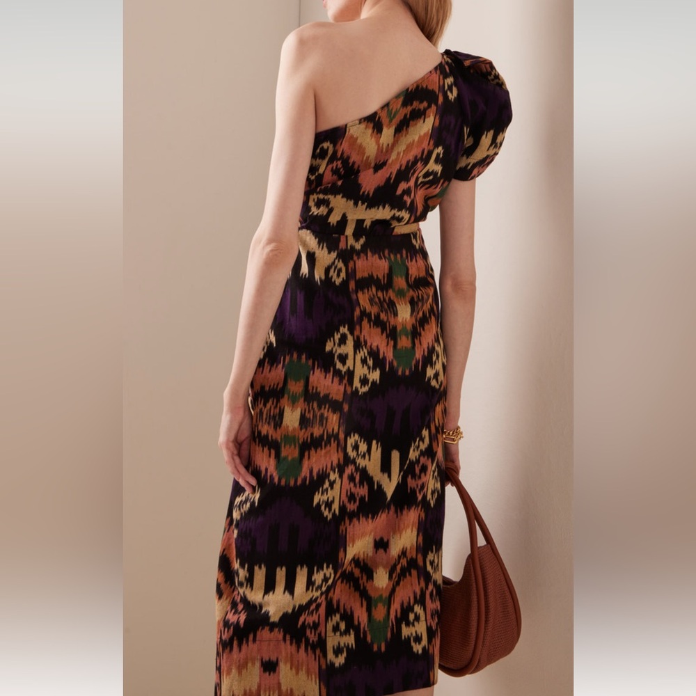 Ulla Johnson Idra Ikat One-Shoulder Dress in Black Iris size 4 - Picture 2 of 9
